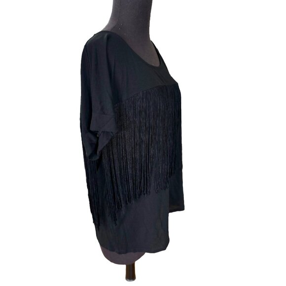 Ella Moss Black Fringe Top - Boho Luxe Statement Piece Size M - Picture 6 of 11